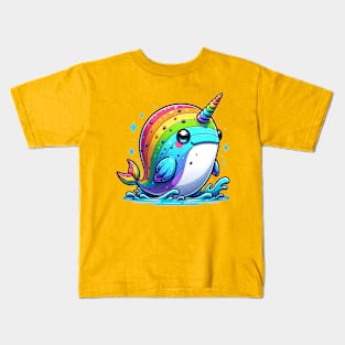 Rainbow Kawaii Narwhal Kids T-Shirt